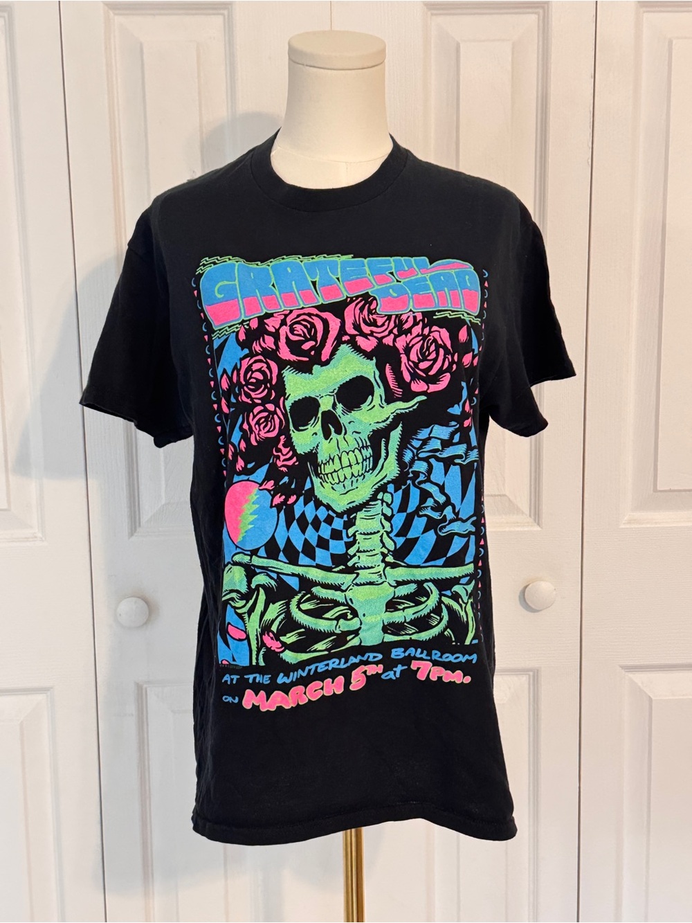 Grateful Dead concert T shirt Black Graphic Skull Band Tee big Bertha  size M